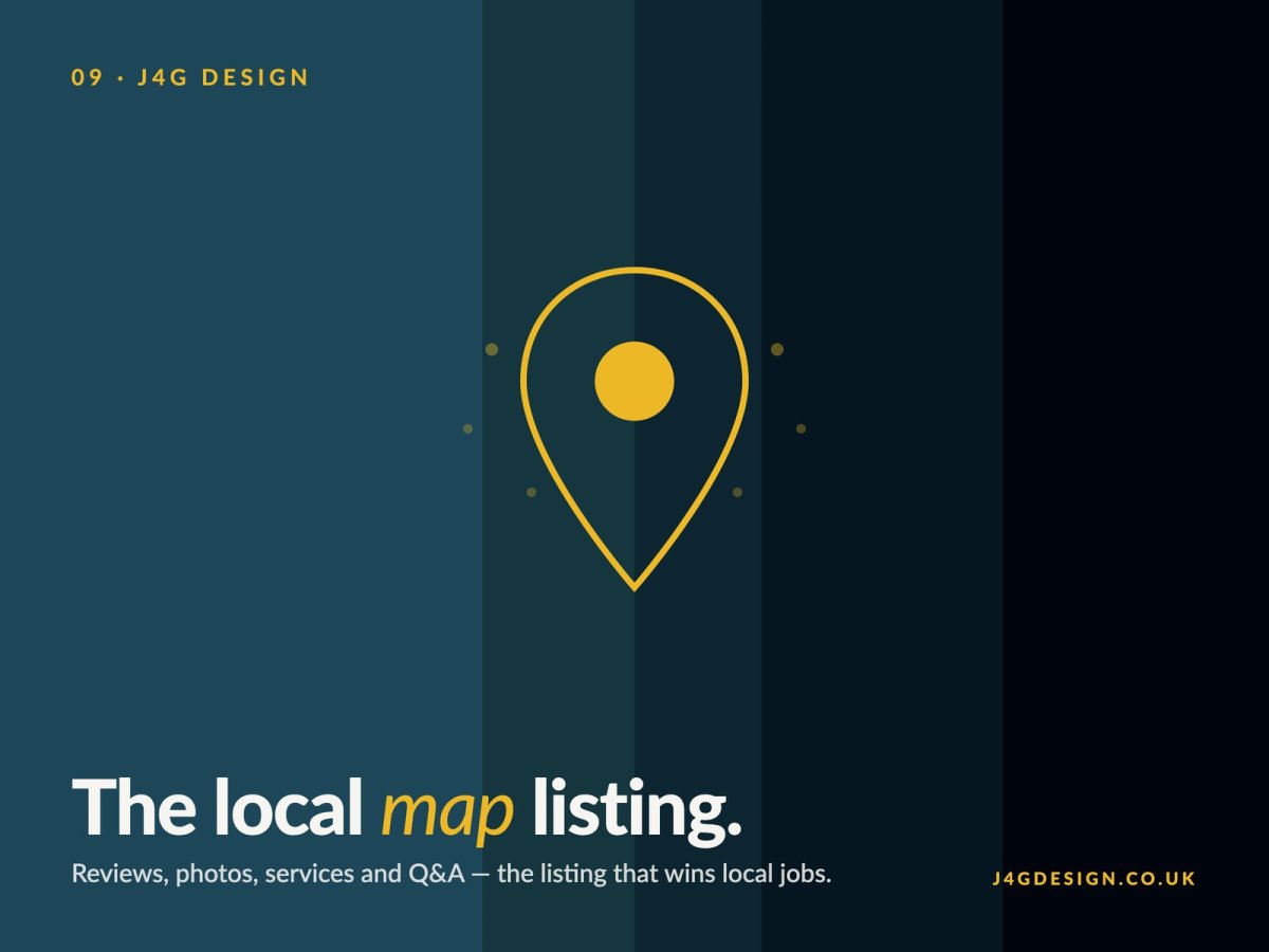 Google Business Profile — J4G Design service: The local map listing.