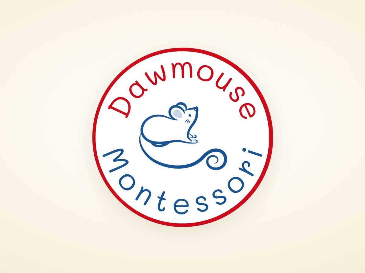 Dawmouse Montessori circular badge logo on a cream background