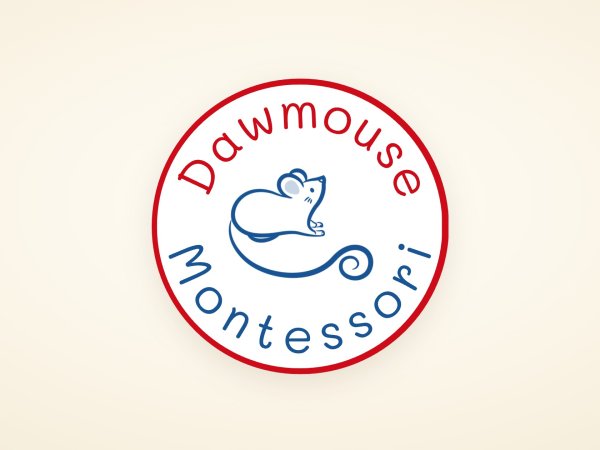 Dawmouse Montessori circular badge logo on a cream background